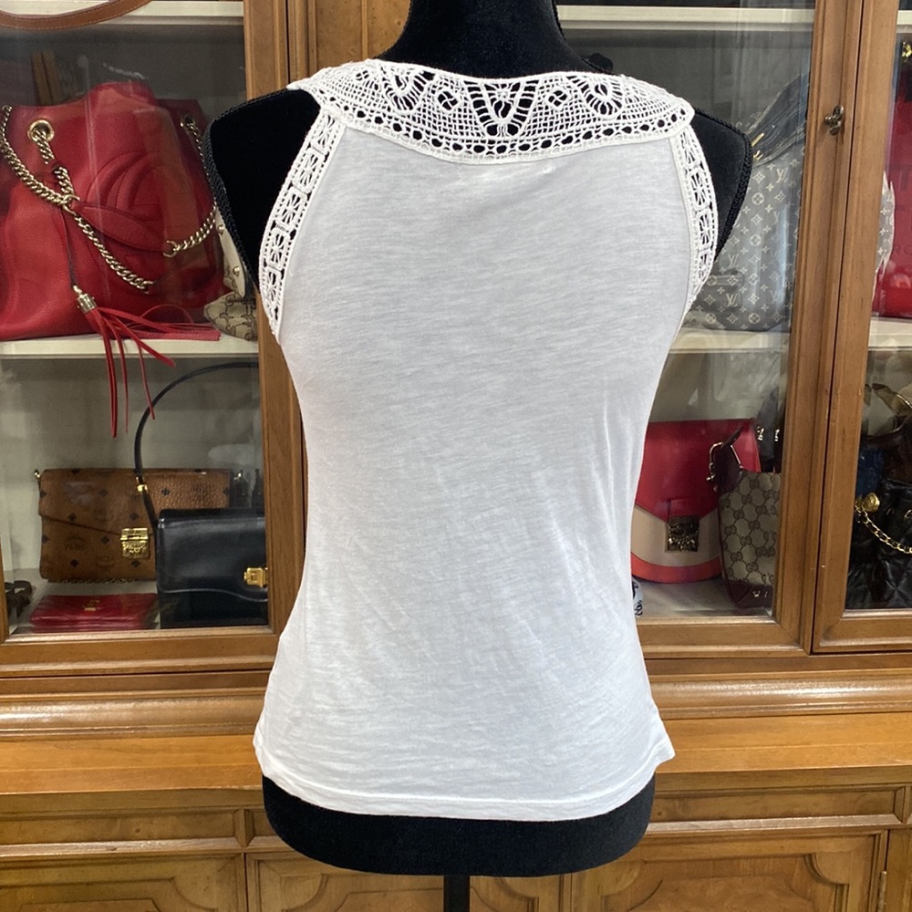 Ralph Lauren White Crochet Trimmed Tank Top Size PXS - Picture 2 of 4